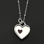 Heart Silver Pendant Sterling Red Glass Clavicle