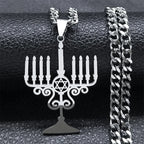 Jewish Menorah Star of David Pendant — SS