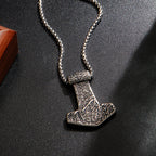Mjolnir Thor Hammer Box Chain Pendant Necklace — Stainless Steel