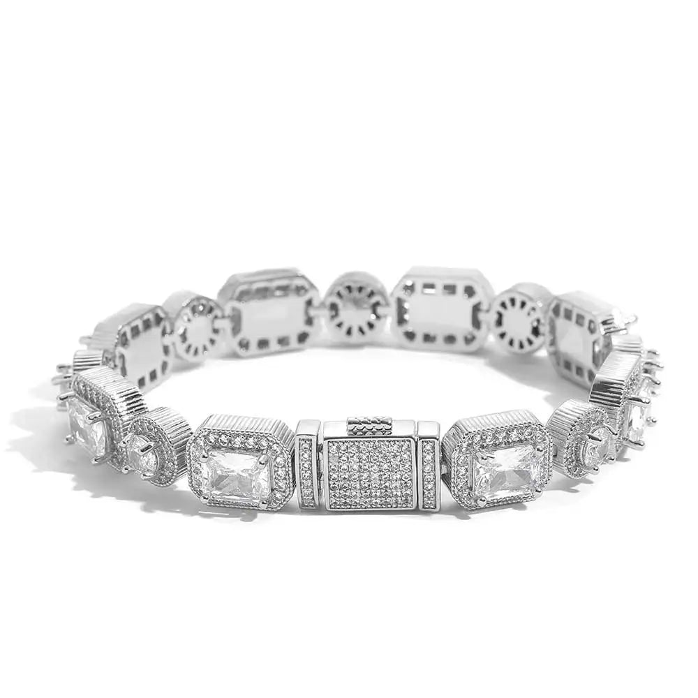 Tennis Bracelet Stainless Steel 10MM T-Square Iced