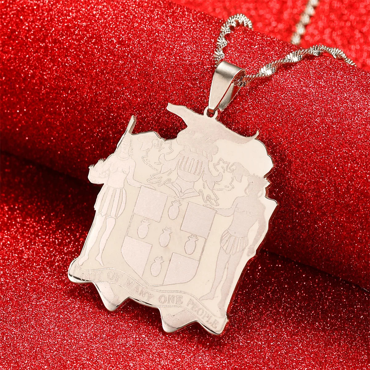 Jamaica Map Pendant Necklace — Stainless Steel