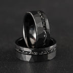8MM Black Tungsten Men’s Wedding Bands Classic Hammered Meteorite Ring Fashion Simple Couple Promise Engagement Rings