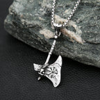 Viking Steel Pendant Vintage Warrior Axe Vegvisir