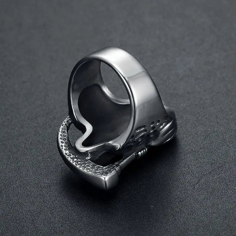 Hip hop Death Skull Biker Ring Stainless Steel Jewelry High Quality Grim Reaper Skull Motor Biker Ring Mens Ring