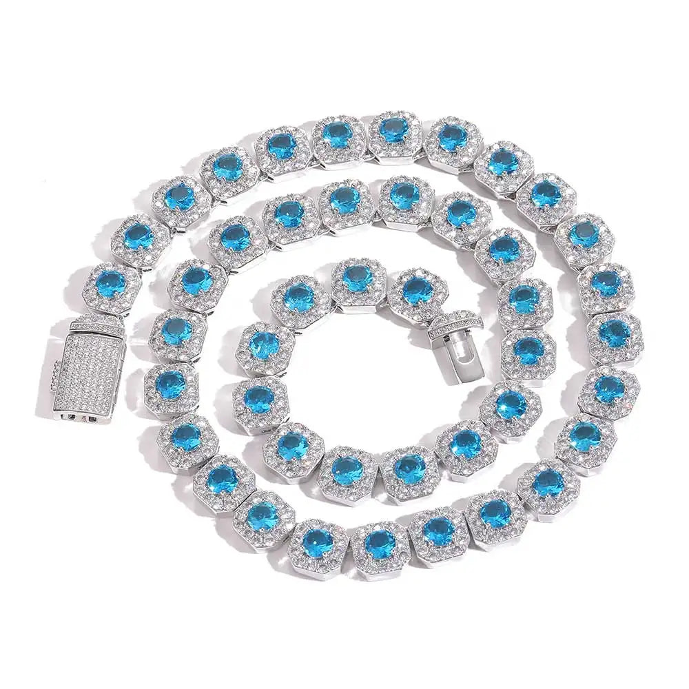 Tennis Chain Necklace Stainless Steel 12MM Cluster