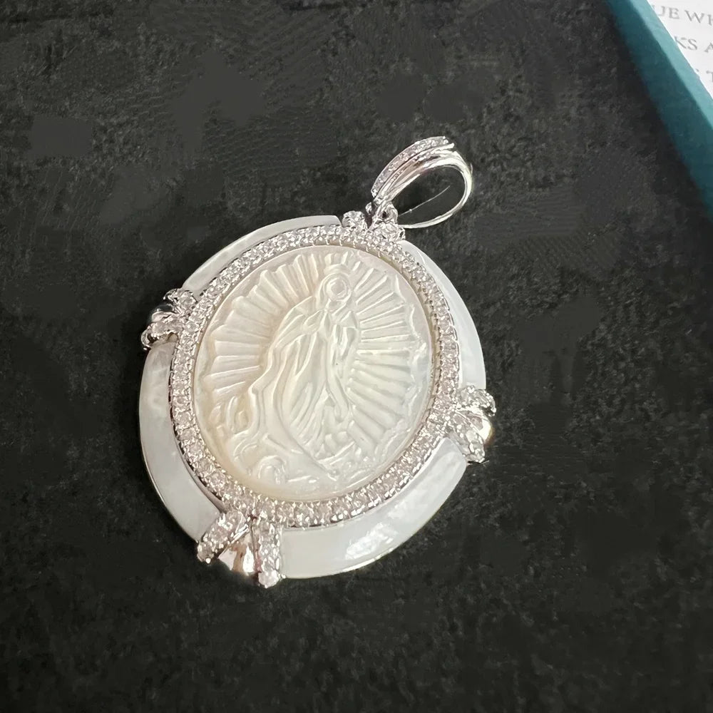 Virgin Mary Silver Pendant Necklace