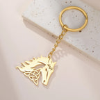 Teamer Hollow Horsehead Keychain For Women Men Gold Color Stainless Steel Cool Animal Bag Keyring Lucky Accessories Gift New