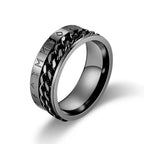 Roman Numerals Stainless Steel Chain Rotating Anxiety Black Rings For Men Fidget Metal Spinner Knuckle Ring Anillos De