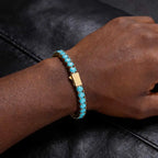 Gold Tennis Bracelet Blue Turquoise 4MM 18K