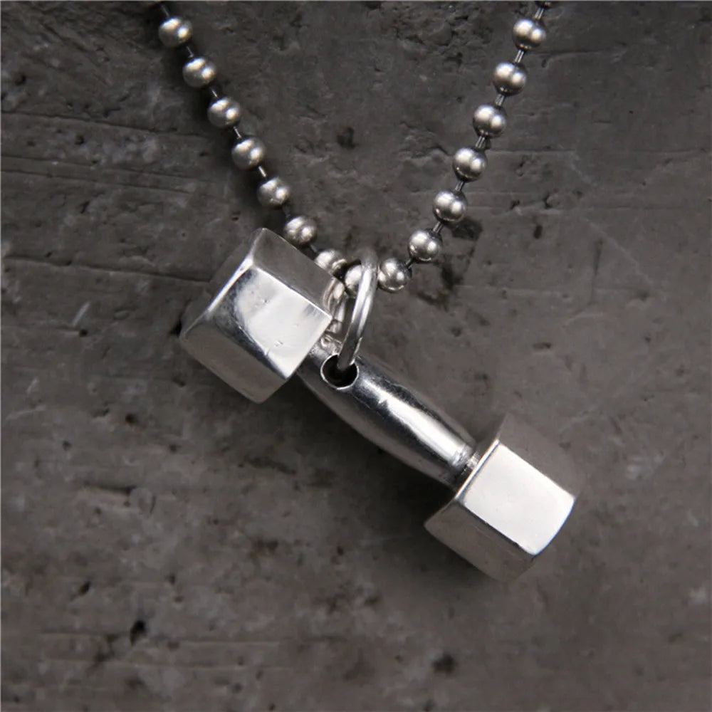 Glossy Dumbbell Pendant — 925 Silver