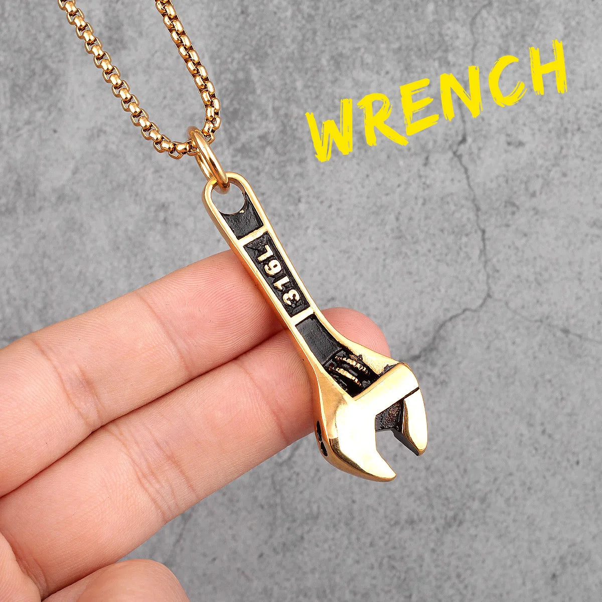 Worker Wrench Men Necklaces Pendants Chain Punk Cool Trendy for Boyfriend Male Stainless Steel Jewelry Creativity Gift Wholesale