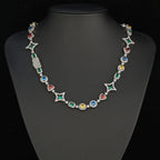 Gold Iced Out Chain Necklace Colored Gemstone