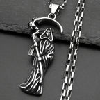 Grim Reaper Silver Chain Necklace — Stainless Steel