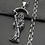 Grim Reaper Silver Chain Necklace — Stainless Steel