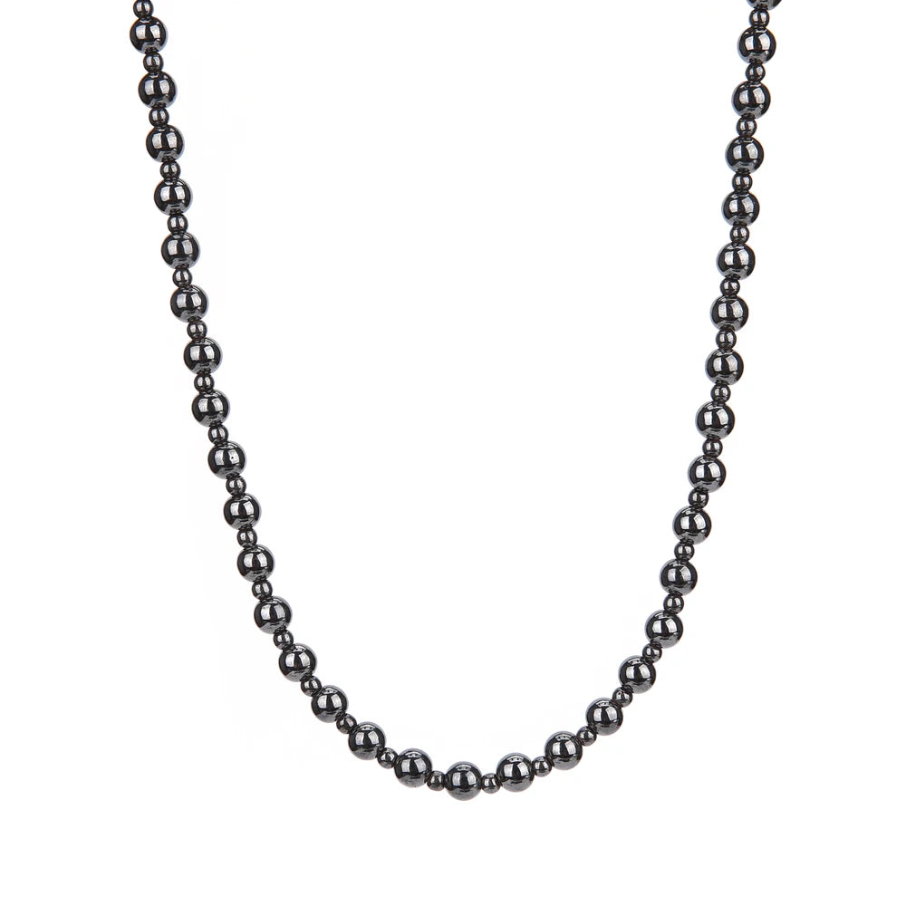 Magnetic Hematite Round Bead Necklace — 8mm & 4mm Beads