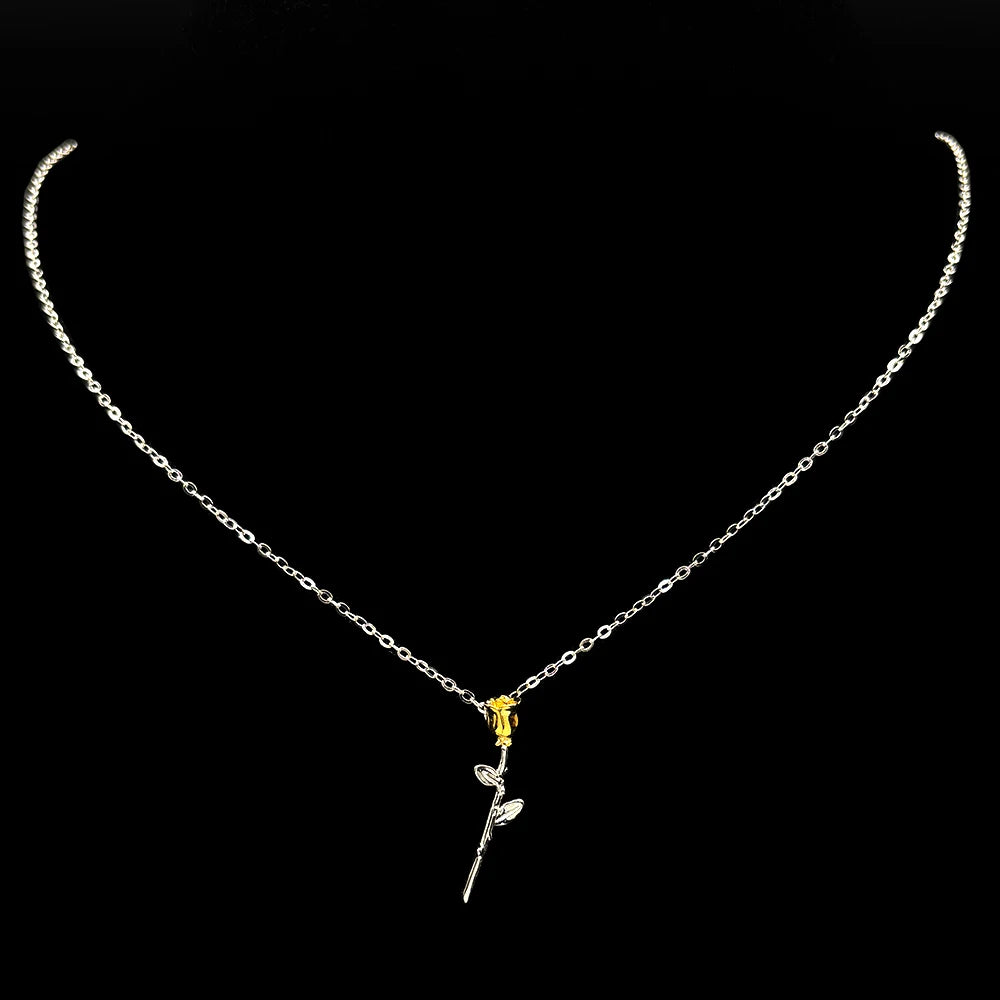 Two-Tone Rose Flower Pendant — 925 Silver
