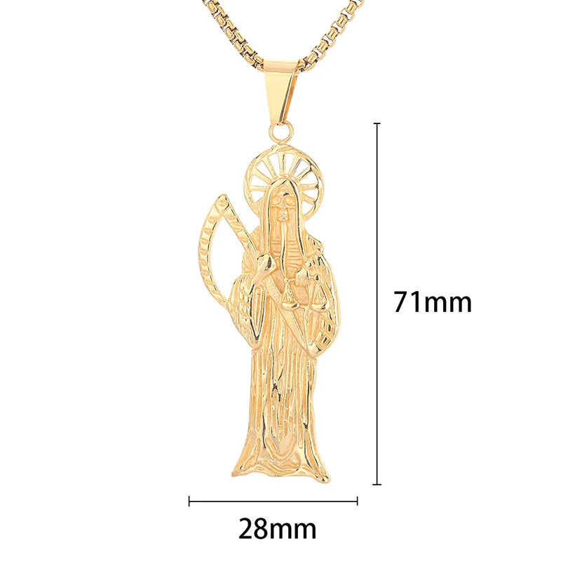 Iced Out Grim Reaper Pendant Necklace — Gold