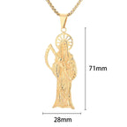 Iced Out Grim Reaper Pendant Necklace — Gold