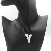 Carved Bone Shark Tooth Amulet Pendant Necklace
