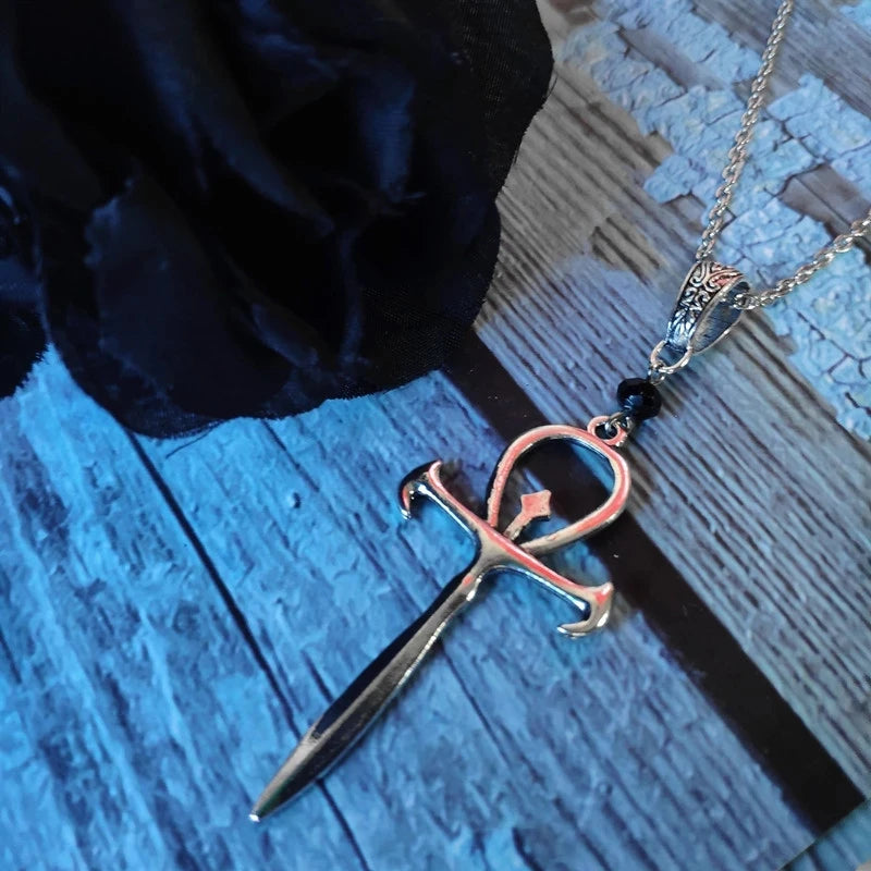 Occult Gothic Vampire Ankh Cross Necklace — Zinc Alloy