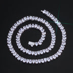 Silver Tennis Chain Necklace Teardrop CZ