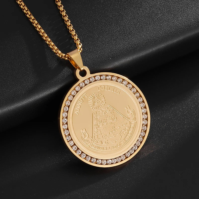 Pyramid Eye of God Pendant Necklace — Zircon, Stainless Steel