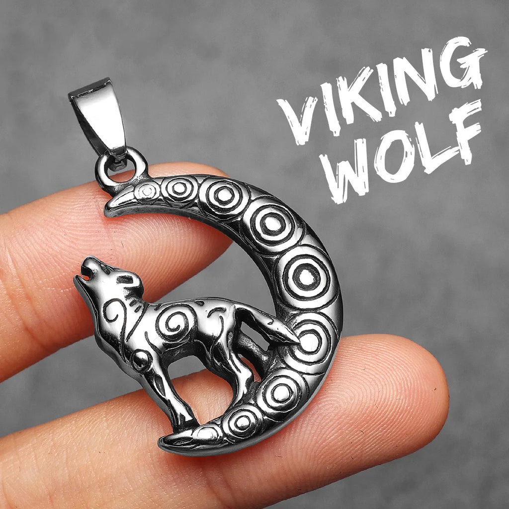 Wolf Stainless Steel Pendant Necklace