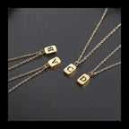 Letter Pendant Square Chain — Gold