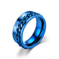 Roman Numerals Stainless Steel Chain Rotating Anxiety Black Rings For Men Fidget Metal Spinner Knuckle Ring Anillos De