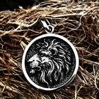 Round Lion Wolf Tiger Pendant — Stainless Steel