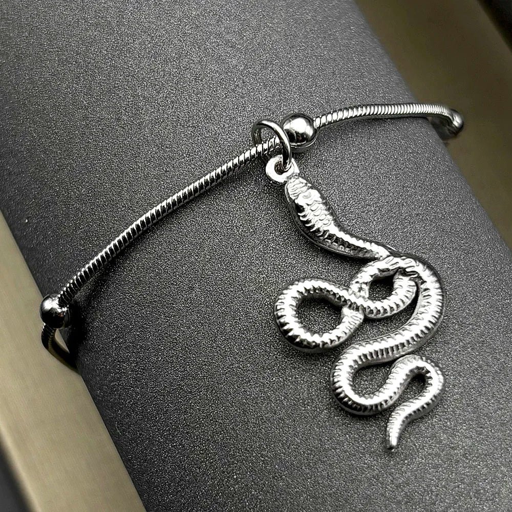 Gothic Snake Silver Pendant Punk Animal Beaded