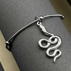 Gothic Snake Silver Pendant Punk Animal Beaded