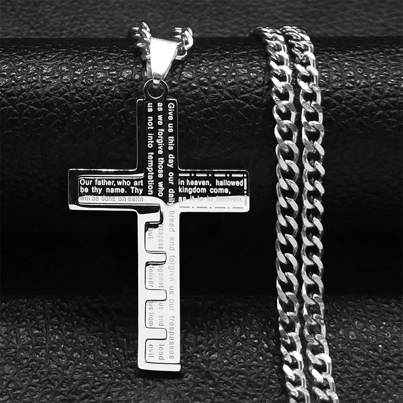 Cross Crucifix Black Pendant Goth Biker Punk Crystal