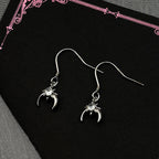 Star Moon Two-Tone Earrings Sterling Zircon Crescent