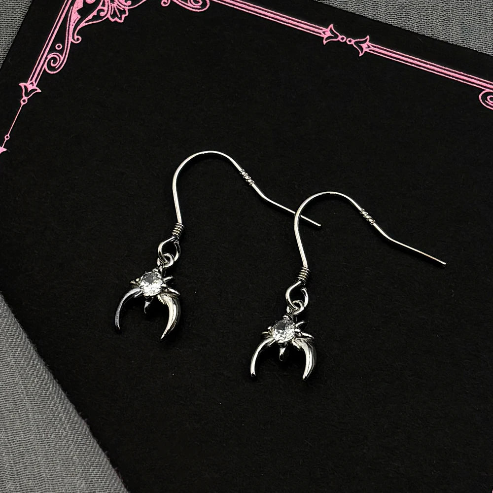 Star Moon Two-Tone Earrings Sterling Zircon Crescent