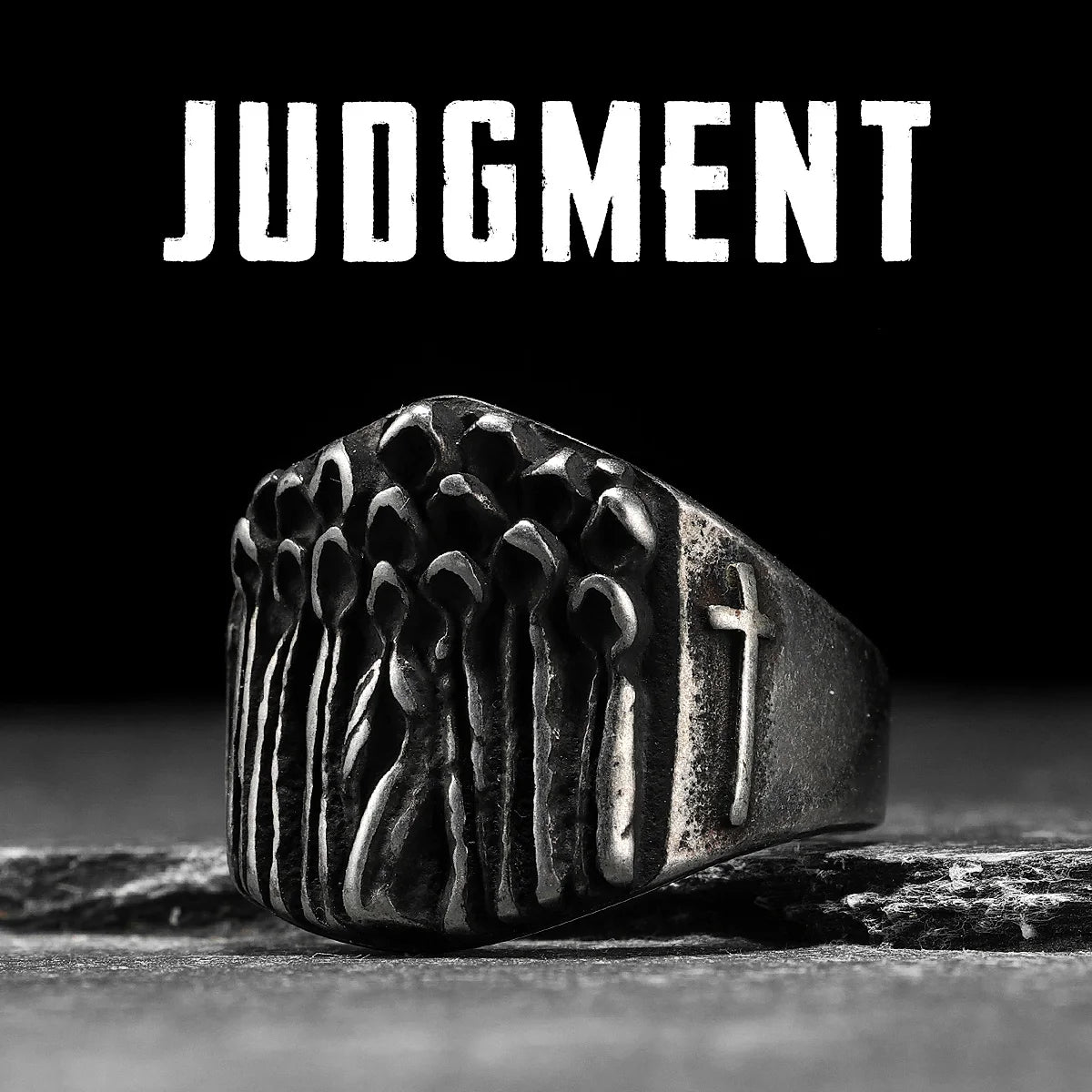 Cross Bible Ring Black — Stainless Steel