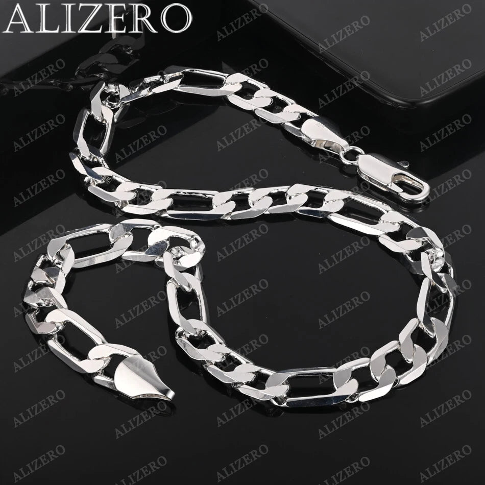 Wholesale 925 Sterling Silver Necklace 2/4/6/8/10/12MM Width 40-75cm Figaro Chain Lobster Clasp Men Women Engagement Jewelry