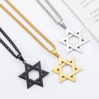 HNSP 316L Stainless Steel Star of David Pendant Necklace For Men Hexagram David Star Jewelry, Vintage Box Chain