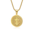 Catholic 316L Stainless Steel Saint Benedict Cross Pendant Necklaces For Men Women Religious Exorcism Prayer Jewelry