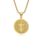 Catholic 316L Stainless Steel Saint Benedict Cross Pendant Necklaces For Men Women Religious Exorcism Prayer Jewelry