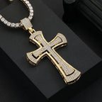Men Women Hip Hop Large Rhinestone Cross Pendant Necklace With 4mm Tennis Chain Iced Out HipHop Necklaces Jewelry Fashion Gift