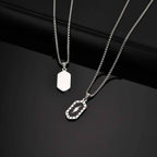 Stylish Lightning Pattern Necklace for Men,Black Enamel Hexagonal Stainless Steel Pendant,Punk Jewelry Gift for Him