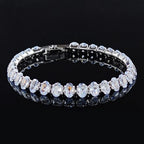 2022 New 18cm Marquise Oval Square Cut Luxury Silver Color on Hand Tennis Bracelet Bangle for Women Party Gift Jewelry