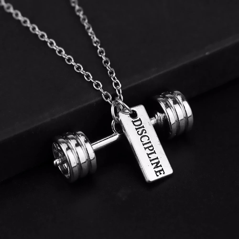 Dumbbell Barbell Letter Pendant — Stainless Steel