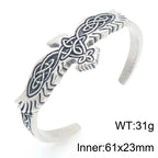 Vintage Open Cuff Bracelet for Men Feather Wing Celtic Knot Pattern Bangle Adjustable Jewelry Trendy Daily Gift