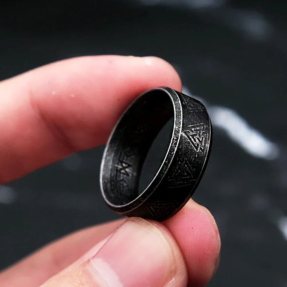 Viking Valknut Rune Amulet Ring — Stainless Steel