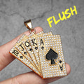 Royal Flush Poker Card Pendant Necklace — Stainless Steel