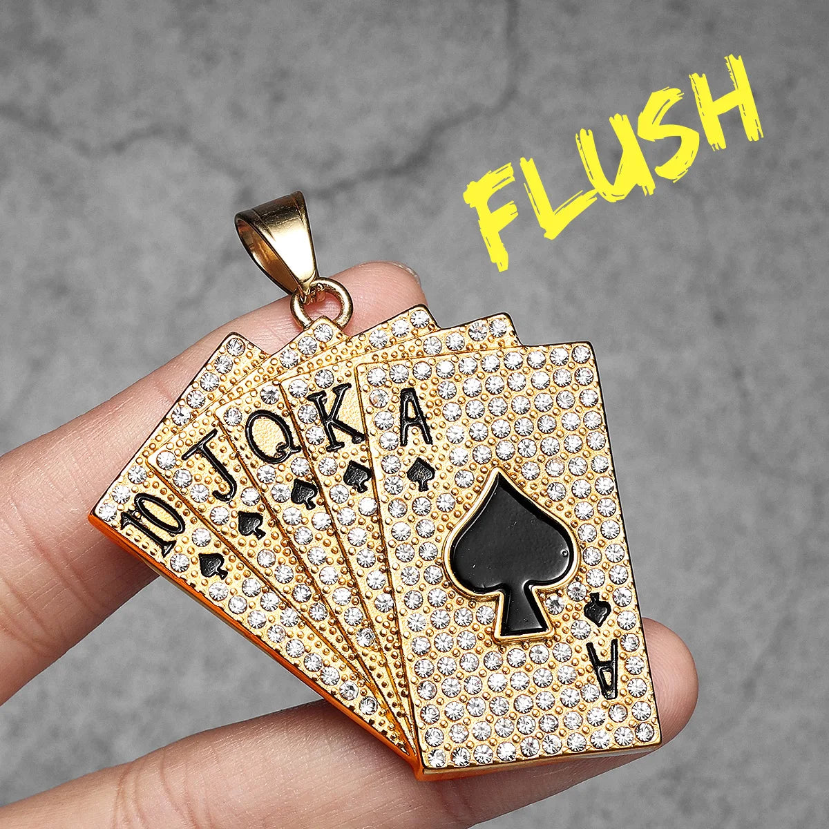 Royal Flush Poker Card Pendant Necklace — Stainless Steel