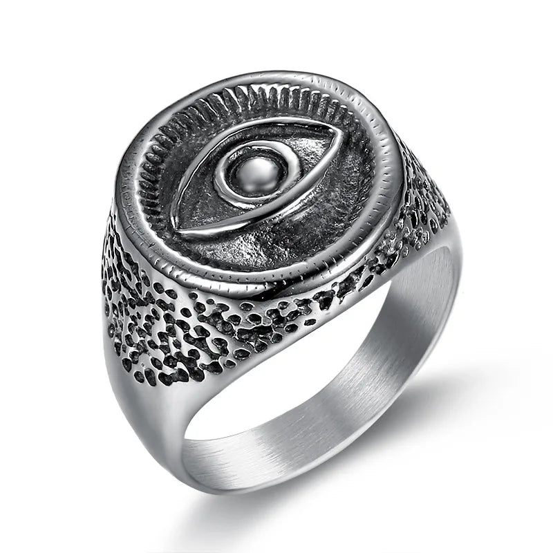 Egyptian Eye of Horus Signet Ring — Stainless Steel