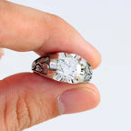 Moissanite Leaf Ring — 925 Silver